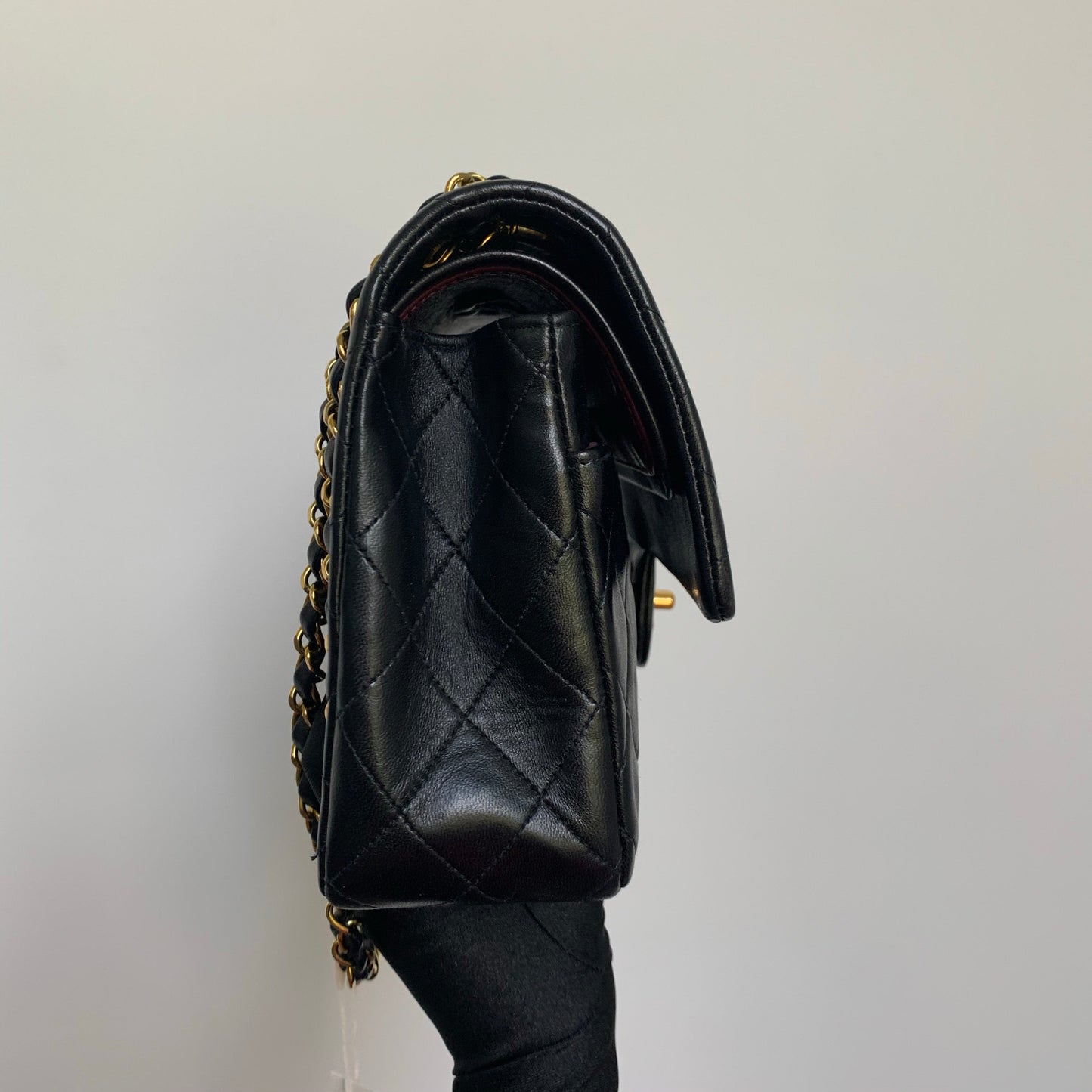 Vintage Lambskin Double Flap M/L with GHW In black