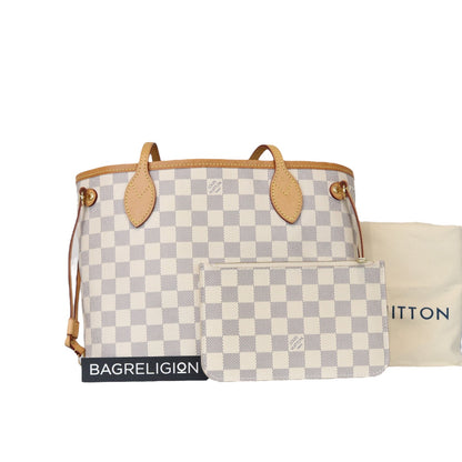 Louis-Vuitton Neverfull PM Damier Azure Canvas White GHW