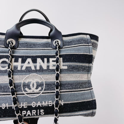 Striped Canvas Deauville Large Shopping Tote