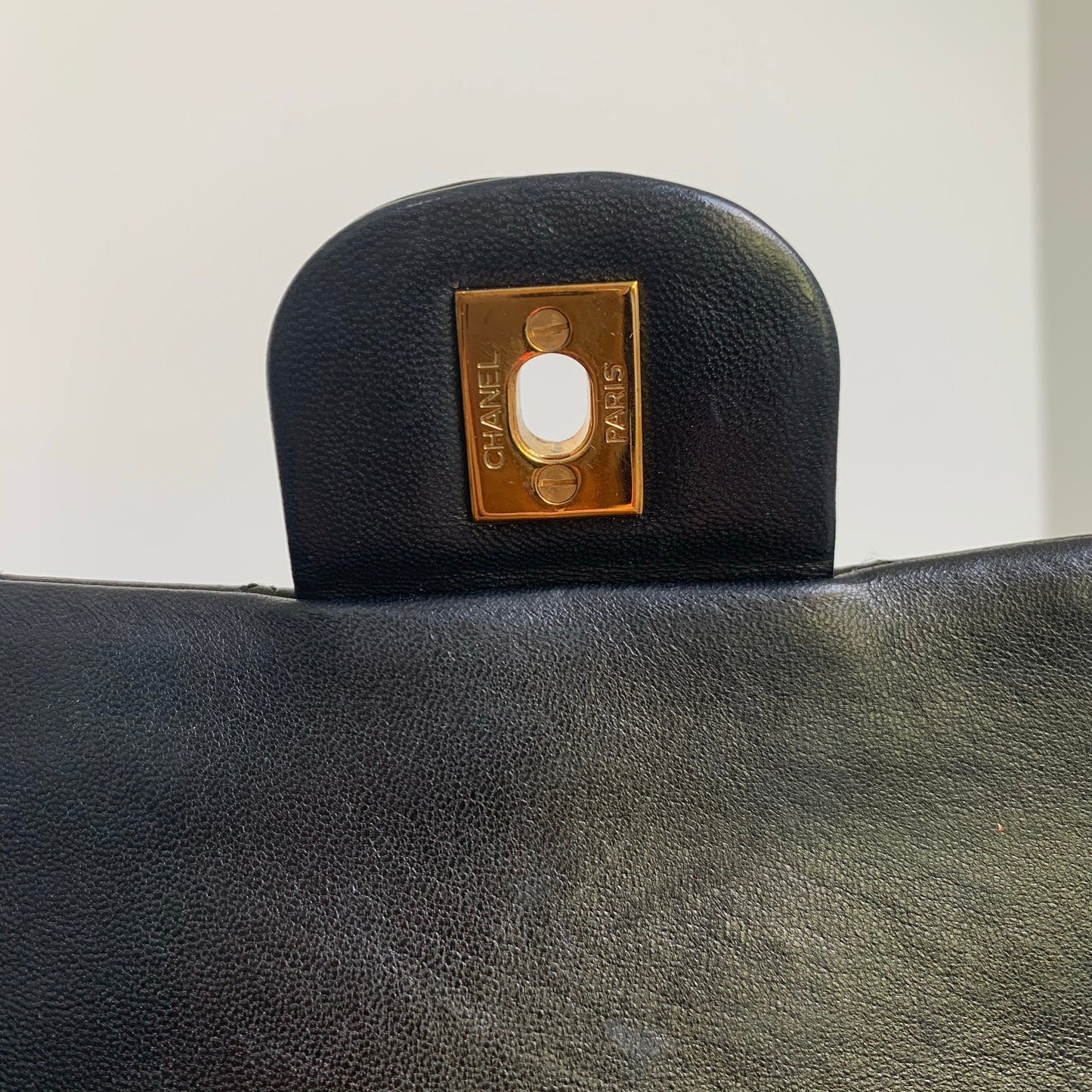 Vintage Lambskin Double Flap M/L with GHW In black