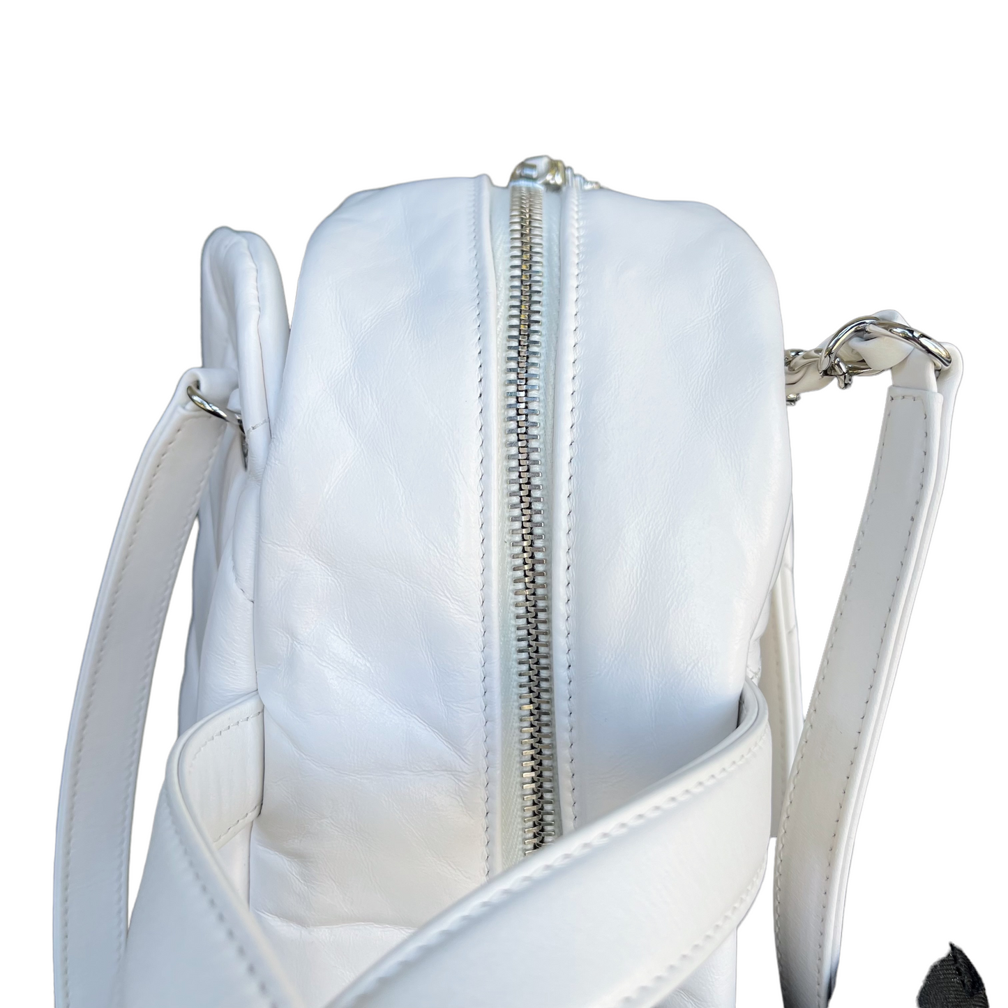 Aged Calfskin Quilted Express Bowling White SHW