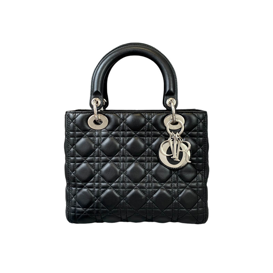 Lambskin Medium Lady Dior Black SHW