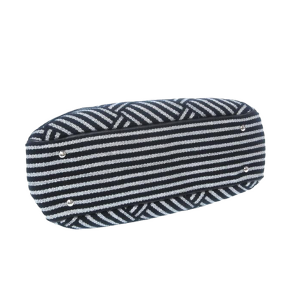 Woven Canvas Shopping Tote Black & Silver