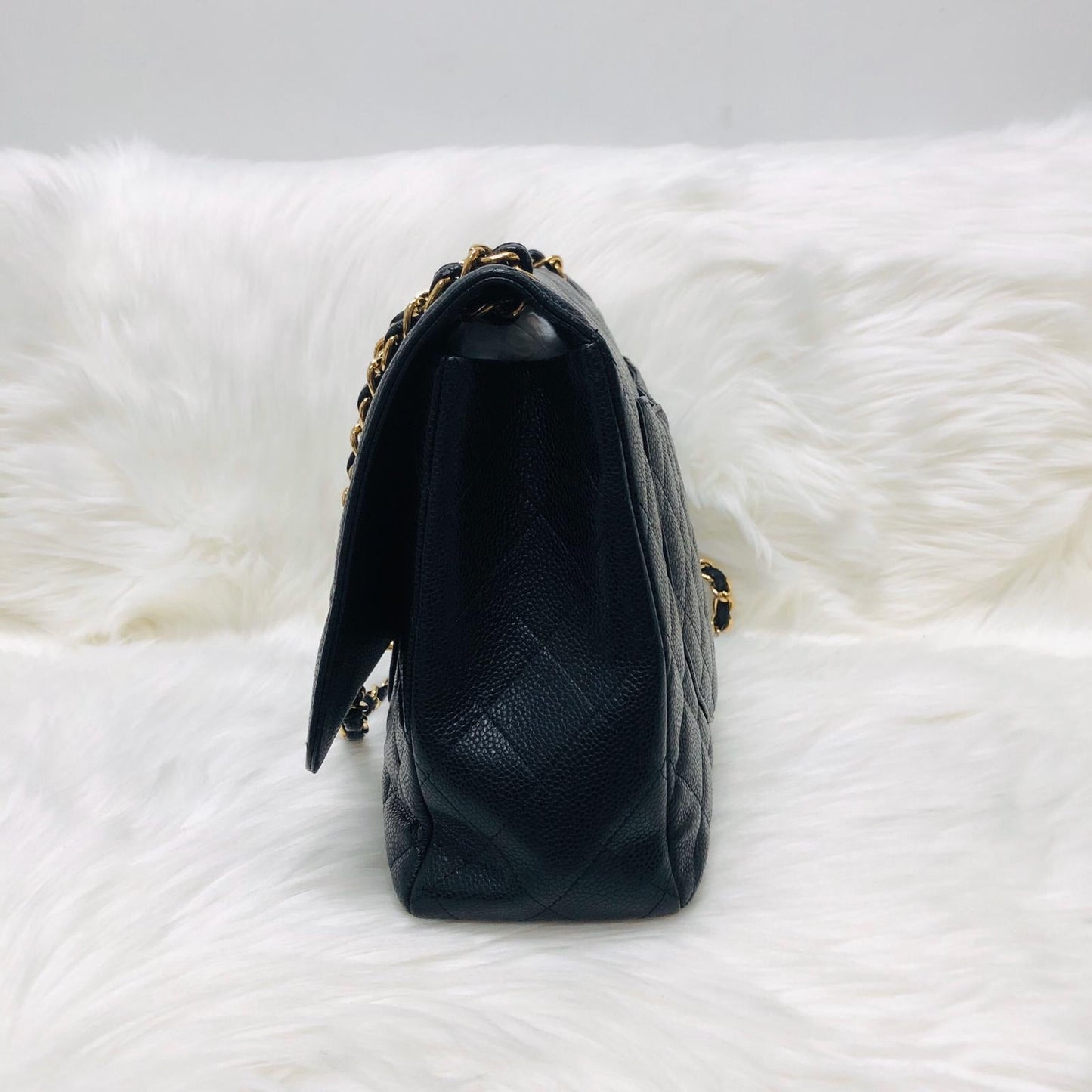 Single Flap Maxi in Black Caviar Leather with GHW