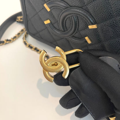 Filigree Vanity Case Caviar Small Black GHW