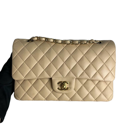 Classic Flap Medium Lambskin Beige GHW
