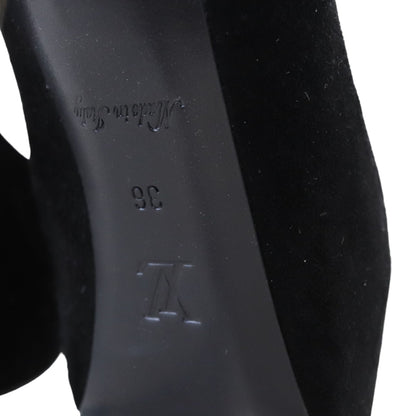 Louis-Vuitton Peep Toe Pump Black Suede GHW 36