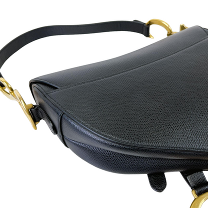 Medium Saddle Calfskin Black GHW