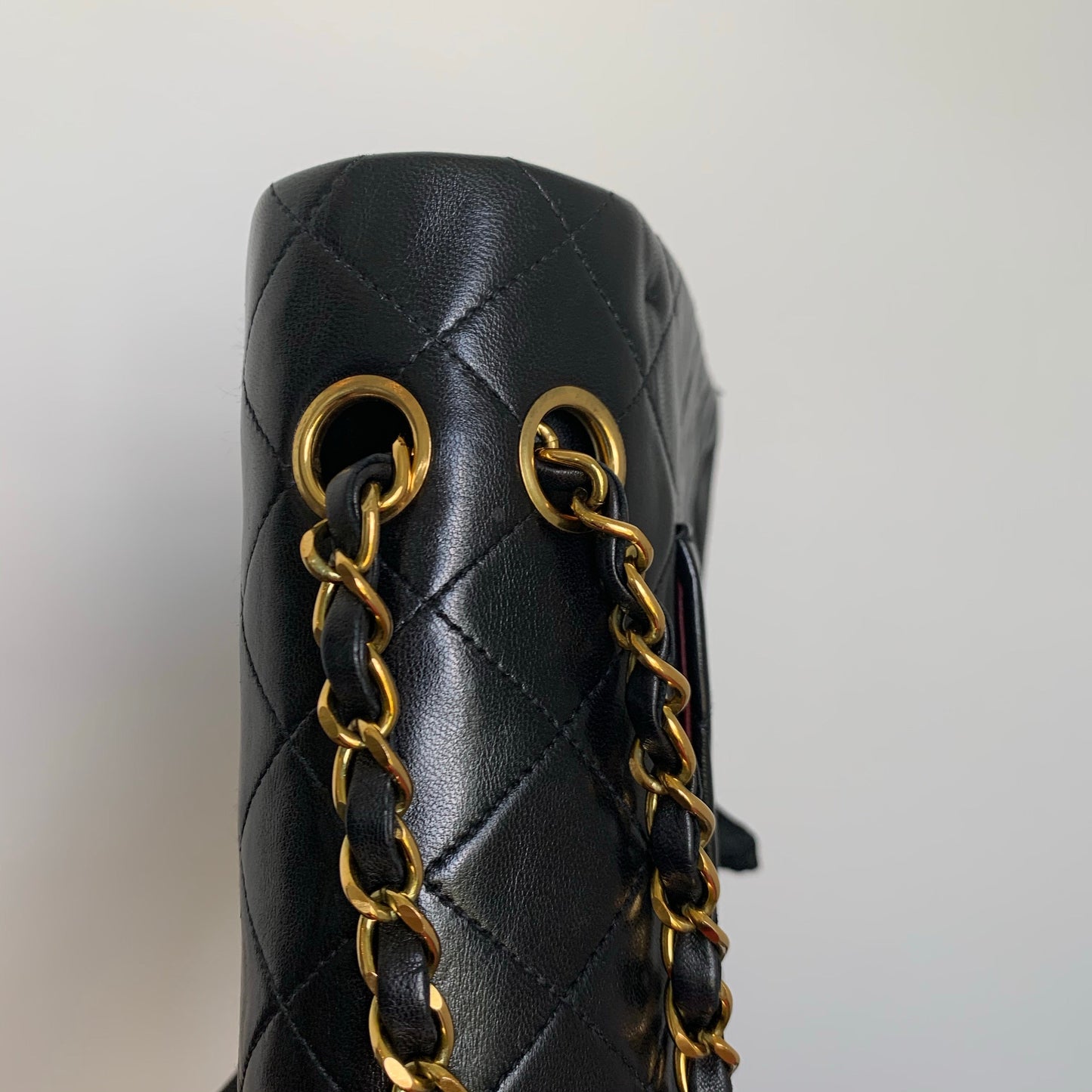 Vintage Lambskin Double Flap M/L with GHW In black