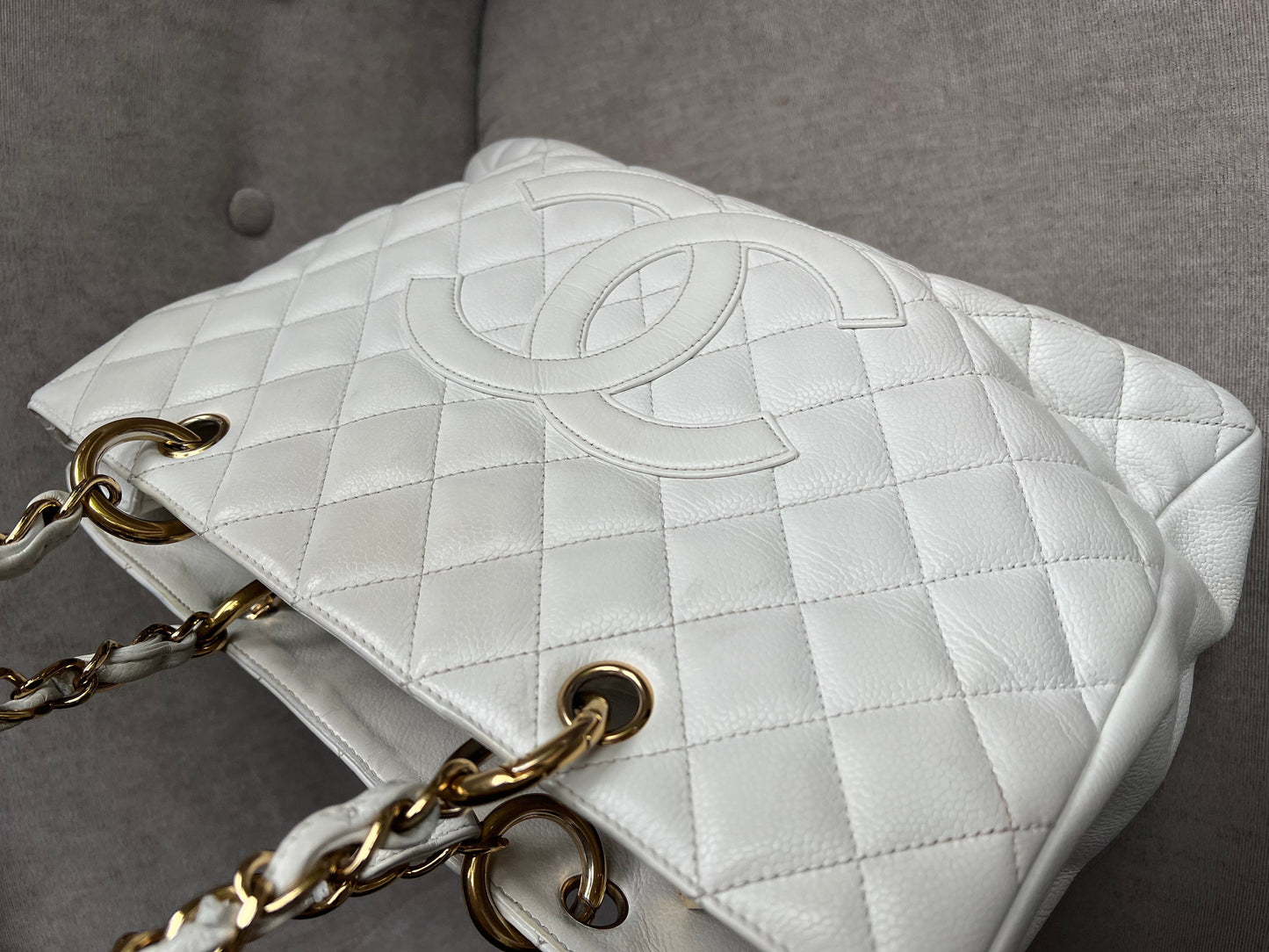 Chanel White Caviar Grand Shopper Tote (GST)
