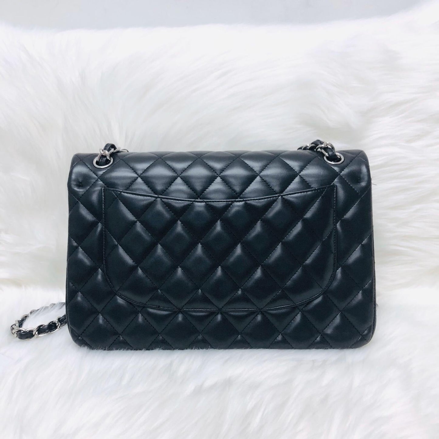 Jumbo Double Flap in Black Lambskin with SHW