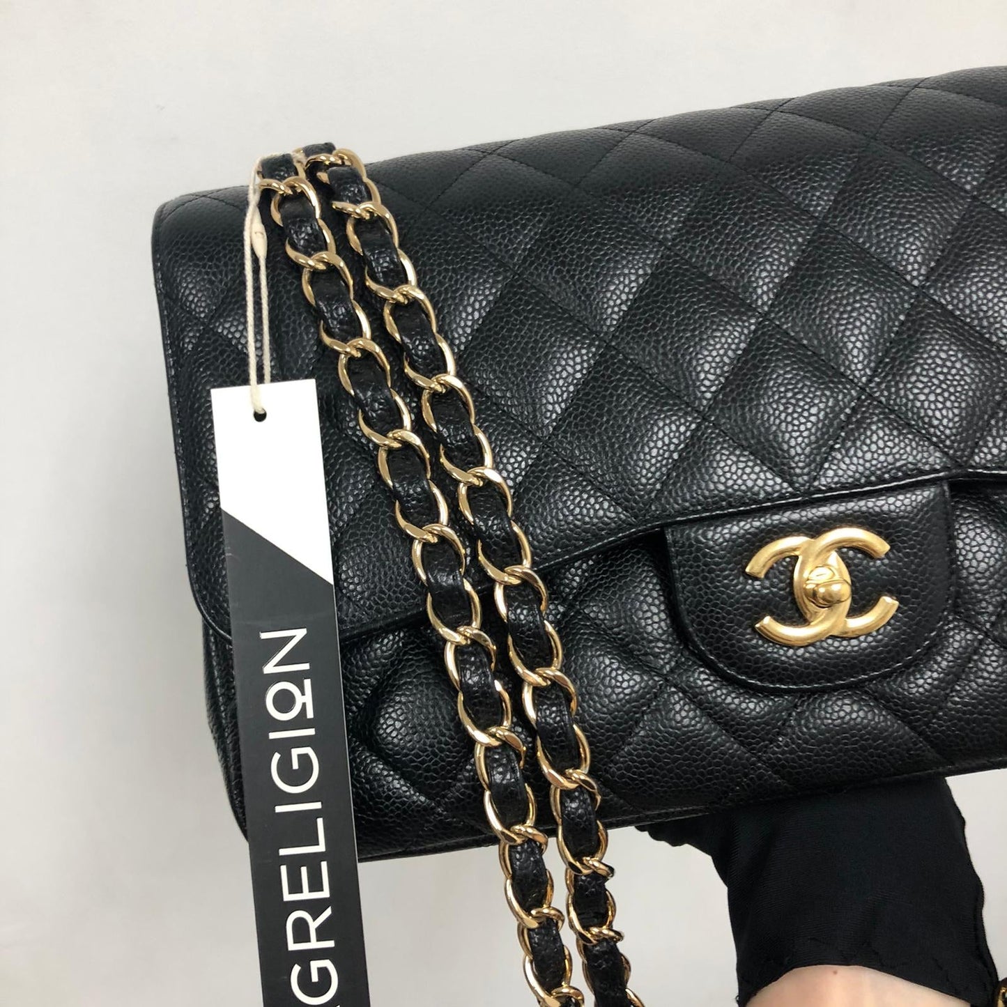 Classic Double Flap Jumbo Bag in Black Caviar with GHW