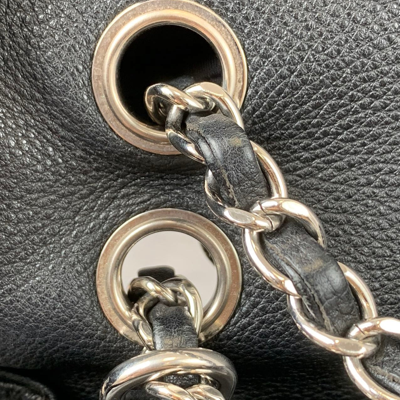 Quilted Double Gusset Washed Caviar black SHW