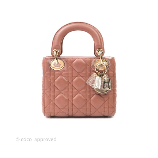 Christian Dior Cannage Mini Lady Dior Dark Beige Gold Hardware