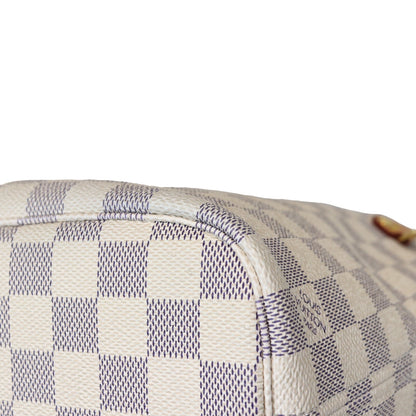 Louis-Vuitton Neverfull PM Damier Azure Canvas White GHW