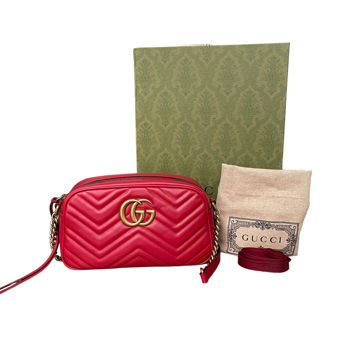 Gucci Small GG Marmont Matelassé Red GHW