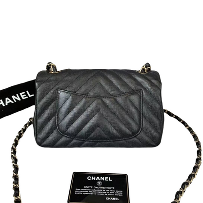 Mini Flap Chevron Caviar Black GHW