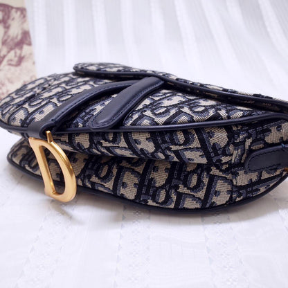 Dior Mini Saddle Bag Blue Oblique Jacquard