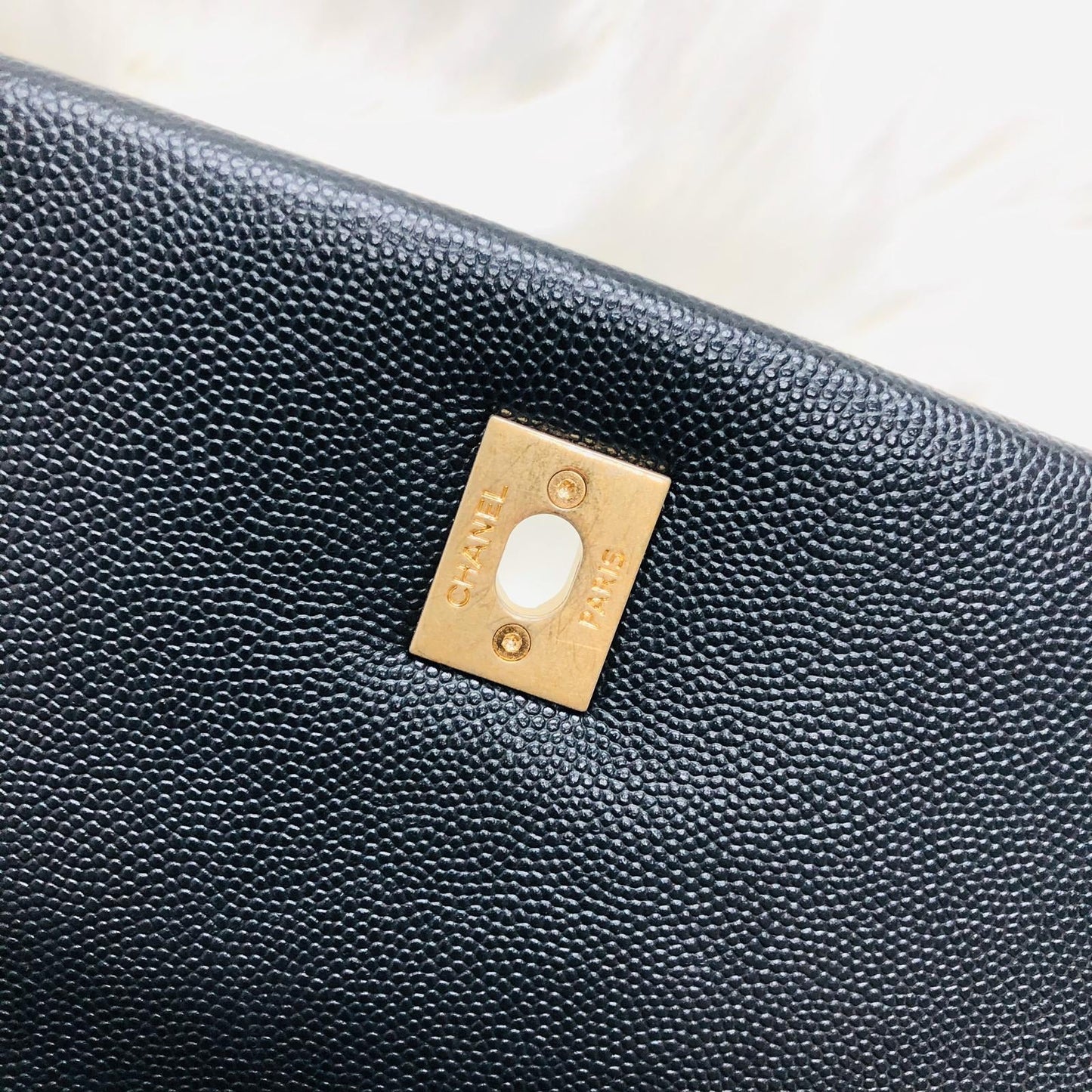 Quilted Medium Coco Handle Flap Black Caviar