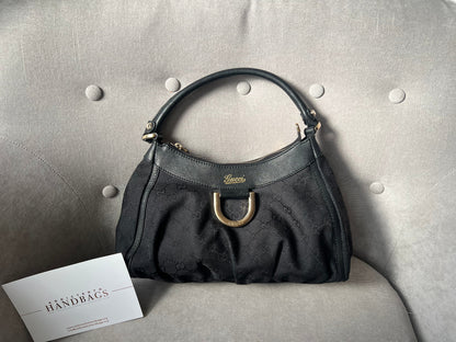 Gucci GG Canvas Small Black Abbey D Ring Hobo