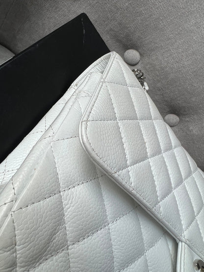 Chanel Medium Classic Flap in White Caviar (RRP £8,530)