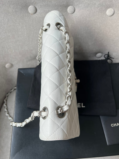 Chanel Medium Classic Flap in White Caviar (RRP £8,530)