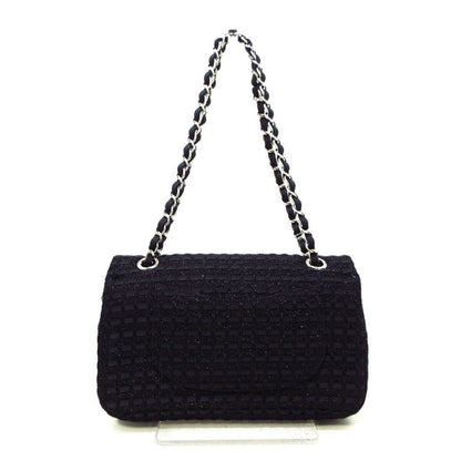 Medium Classic Flap Black Tweed SHW