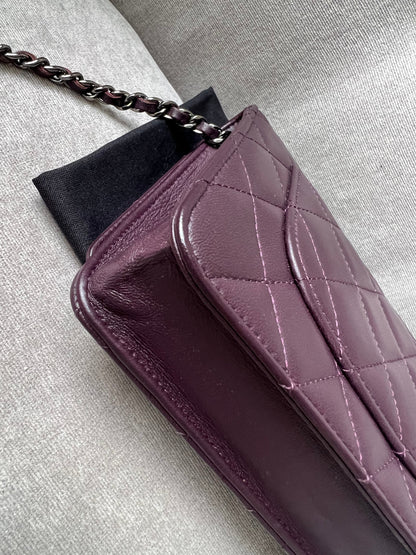 Chanel Aubergine Lambskin Wallet on Chain