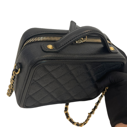 Filigree Vanity Case Caviar Small Black GHW