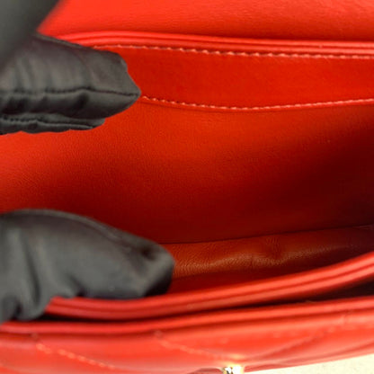 Small Trendy CC Chevron Lambskin Red GHW