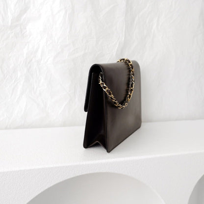 Chanel vintage box leather flap chain bag