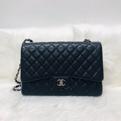 Classic Single Flap Maxi in Black Caviar Leather with SHW