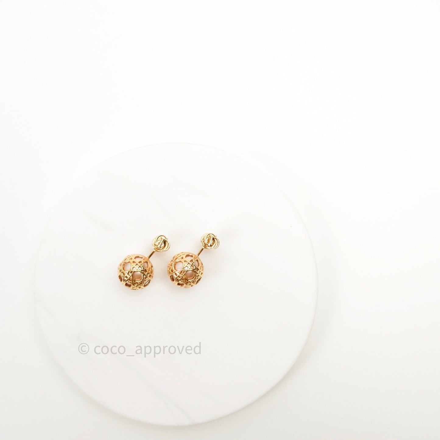 Christian Dior Pearl Cannage Mise En Dior Tribal Earrings Gold