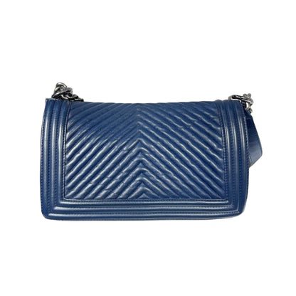 Chevron Boy Old Medium Leather Dark Blue RHW