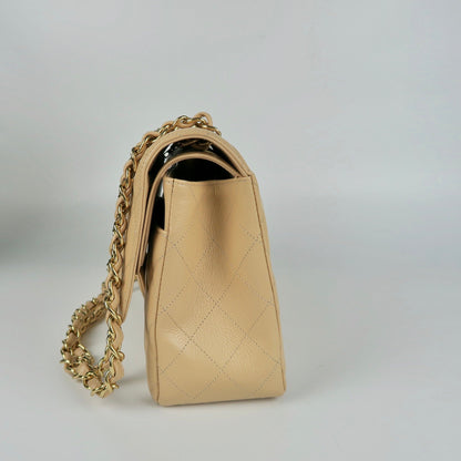 Double Flap Jumbo in Beige Caviar Leather GHW