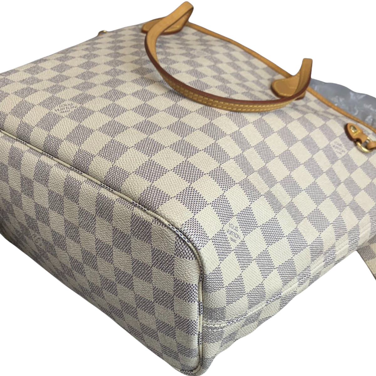 Louis-Vuitton Damier Azur Neverfull MM White GHW