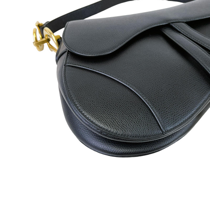 Medium Saddle Calfskin Black GHW