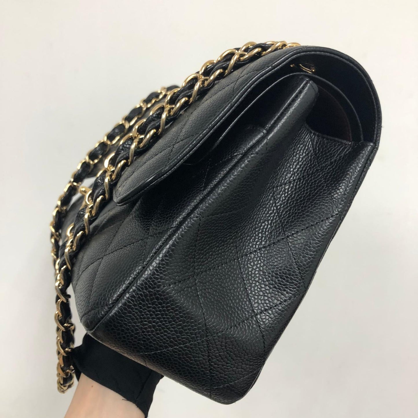 Classic Double Flap Jumbo Bag in Black Caviar with GHW