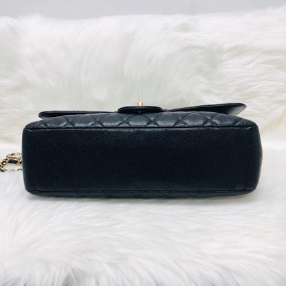 Single Flap Maxi in Black Caviar Leather with GHW