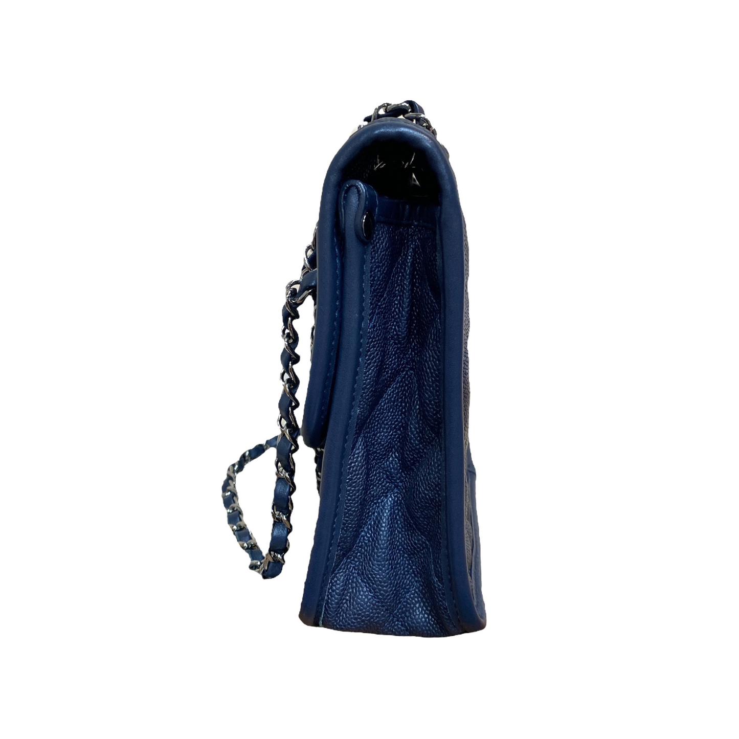 French Riviera Flap Caviar Navy Blue SHW