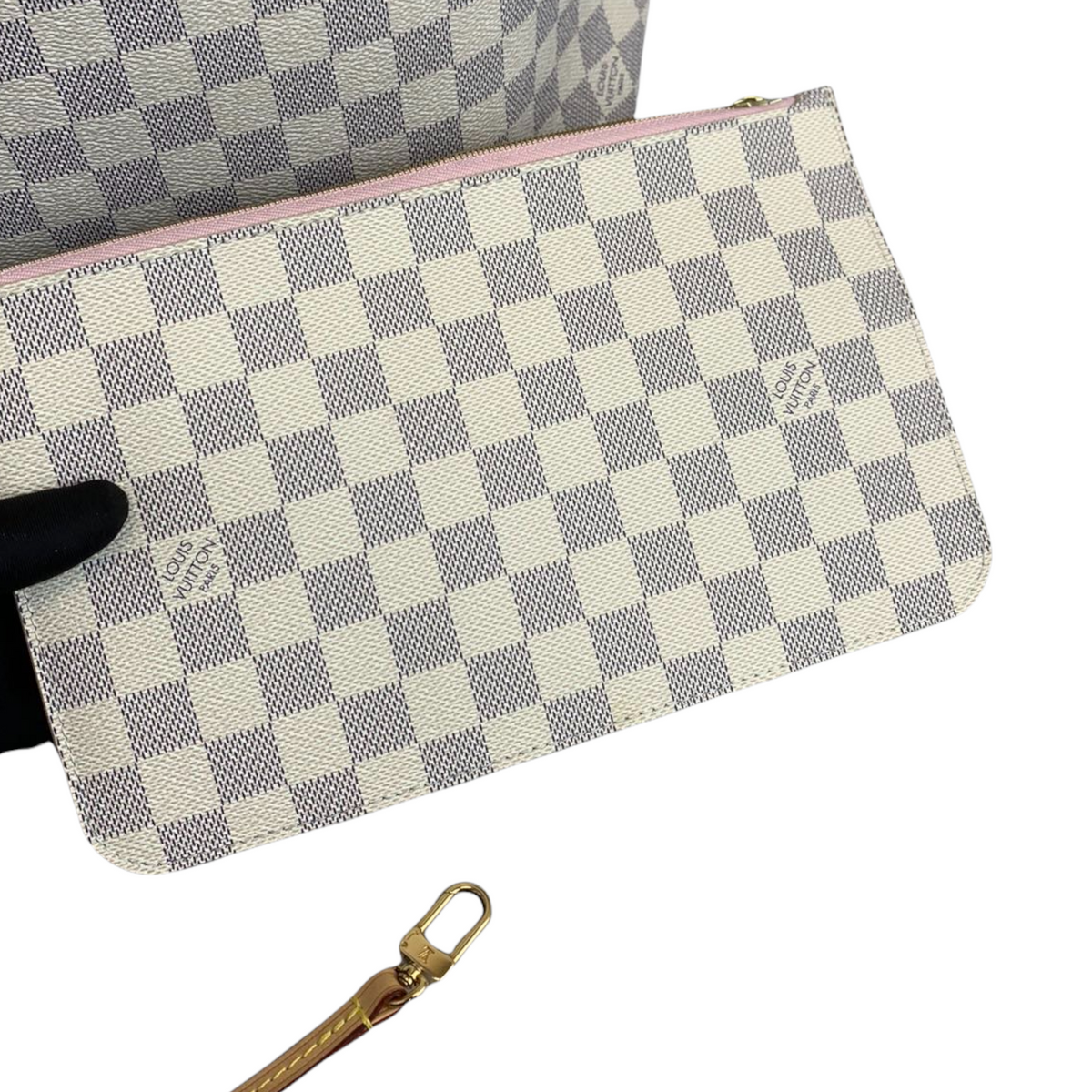 Louis-Vuitton Damier Azur Neverfull MM White GHW