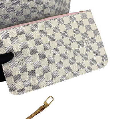 Louis-Vuitton Damier Azur Neverfull MM White GHW
