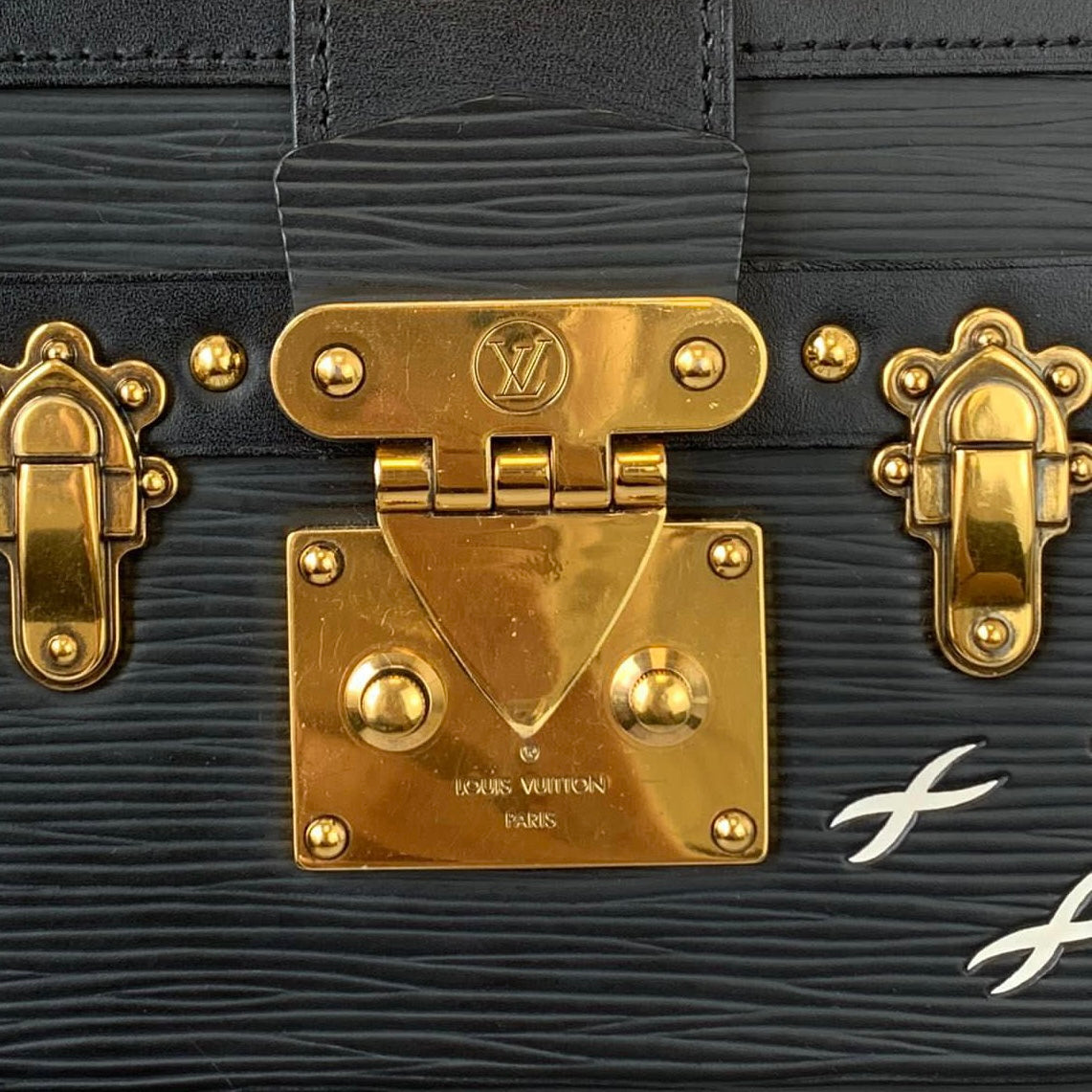 Louis-Vuitton Petite Malle Trunk Chest Black GHW