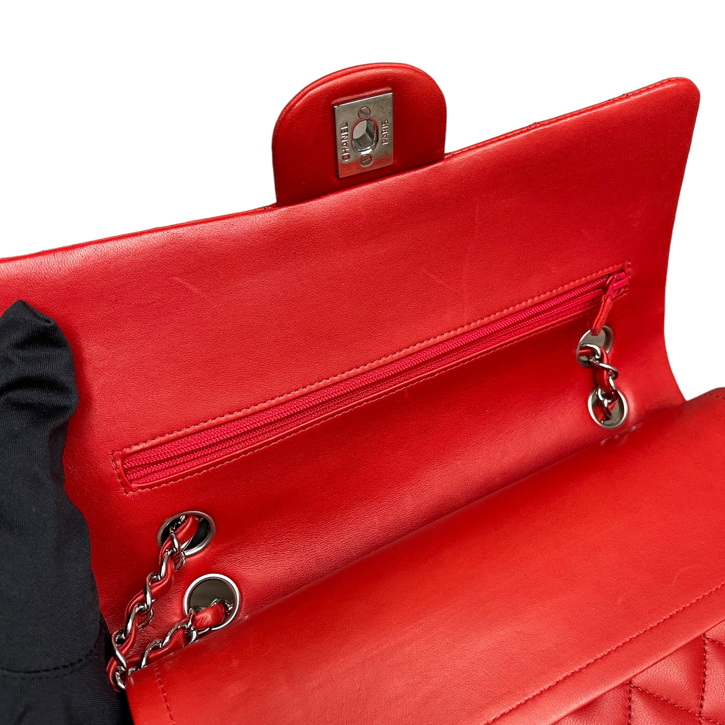 Medium Classic Double Flap Lambskin Red SHW