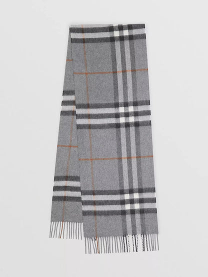 Burberry Classic Check Grey Cashmere Scarf (RRP £390)