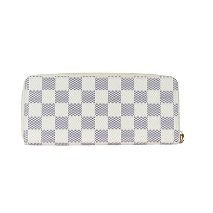 Louis-Vuitton Clemence Wallet Damier Azure Canvas White GHW