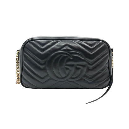Gucci Small Marmont Leather Camera Black GHW