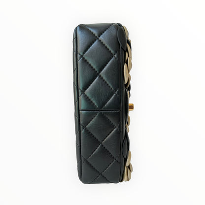 Chanel CC Camellia Flap Bag Embellished Sheepskin Mini