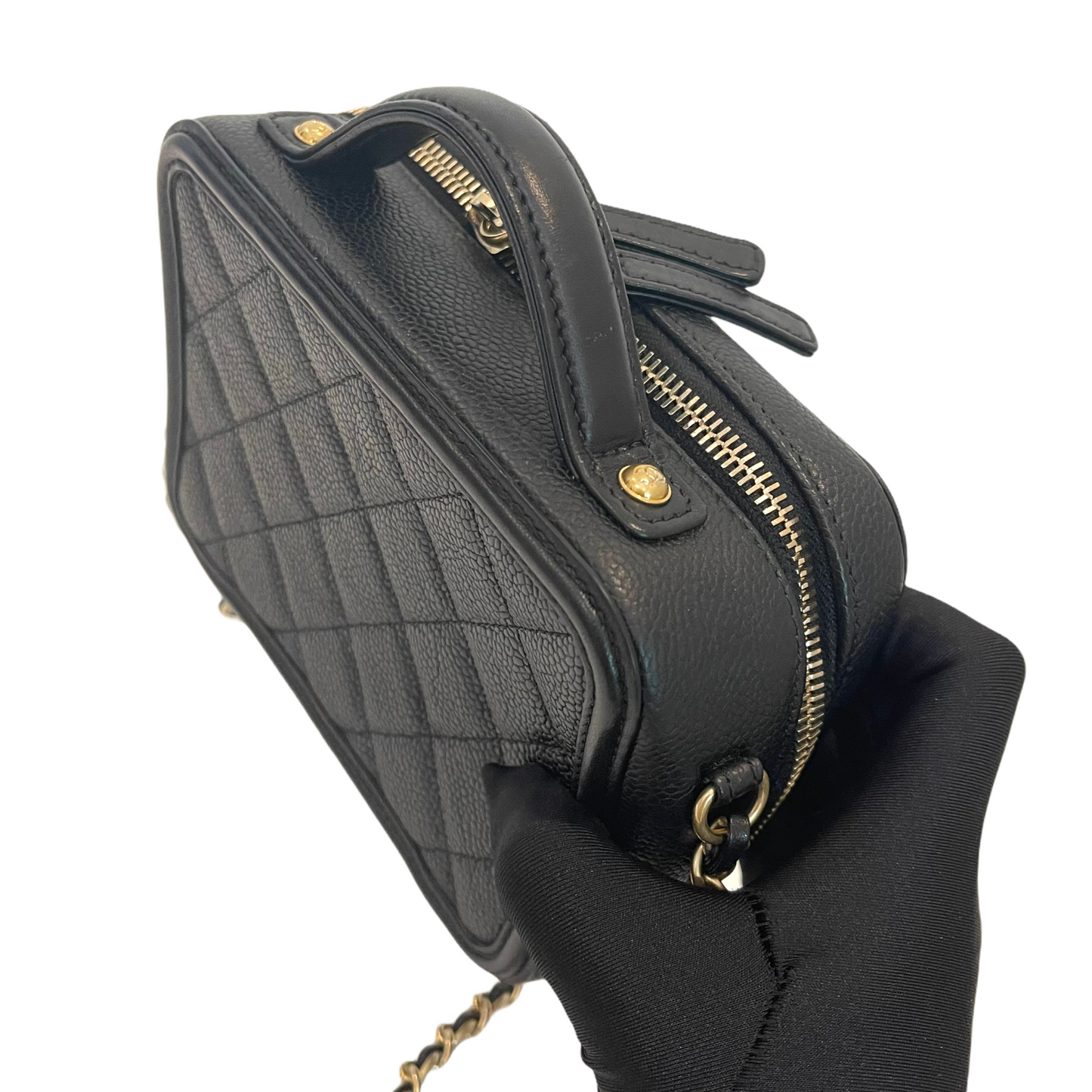 Filigree Vanity Case Caviar Small Black GHW
