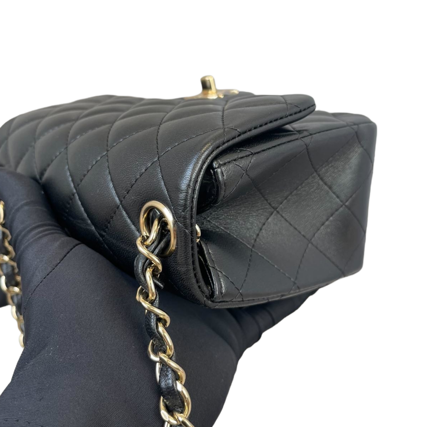 Classic Flap Square Mini Lambskin Black GHW